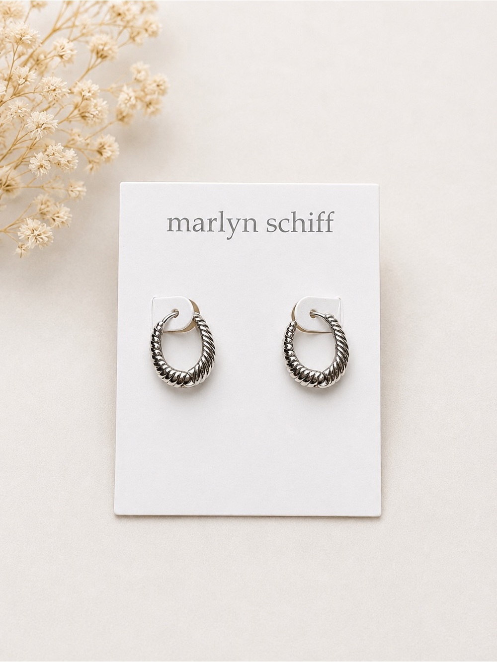 Marlyn Schiff Silver Twisted Hoop Earrings NWT